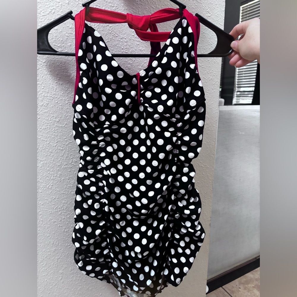 Lolita Girl Retro Pin-Up Bikini – Black White Polka Dot 2-Piece Swimsuit​ - Picture 2 of 9